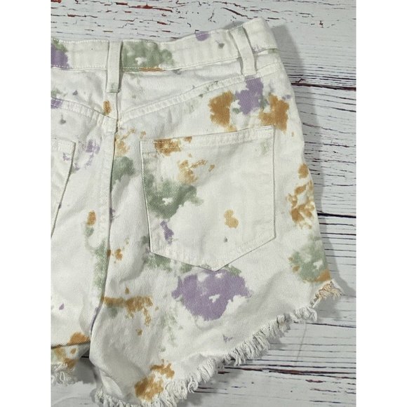 Wild Fable Jean Shorts Size 2 High Rise Cutoff White Tie Dye Button Fly Denim - Picture 6 of 11